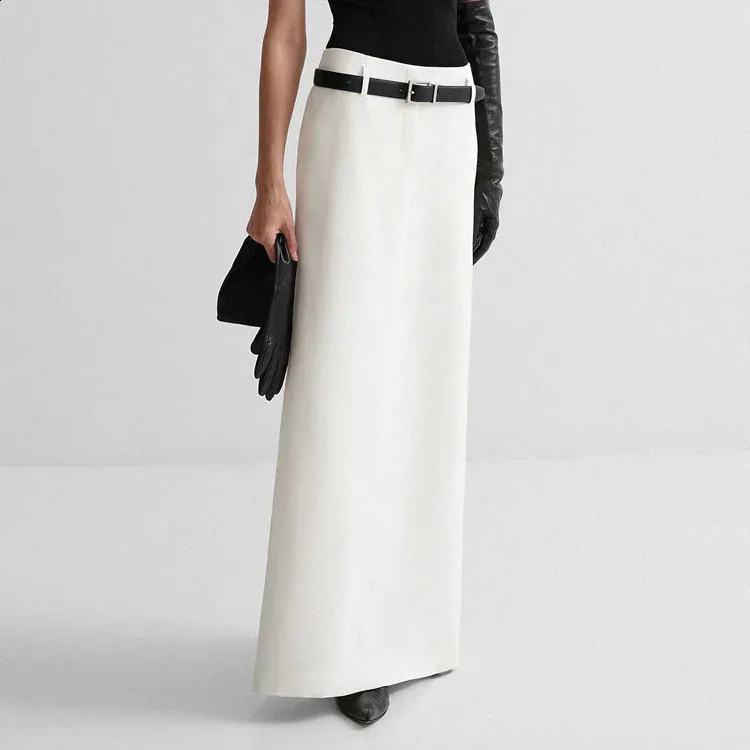 Elegant High-Waist White Straight long skirts for women for Women 