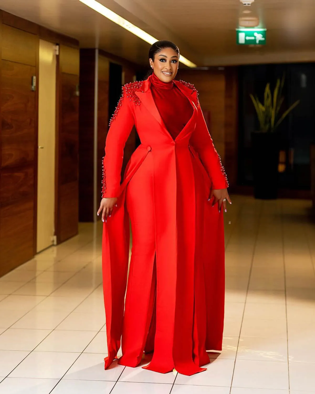 red satin blazer dress Miss Circle Women Quilla Red Feather Crystal Sleeve Backless Blazer Dress