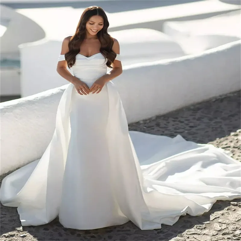 Mermaid Wedding Dress with Overskirt - Elegant Off-Shoulder Satin Bridal  Gown, Shop Now! from Dhgate Mermaid Wedding Dresses - price 127.44