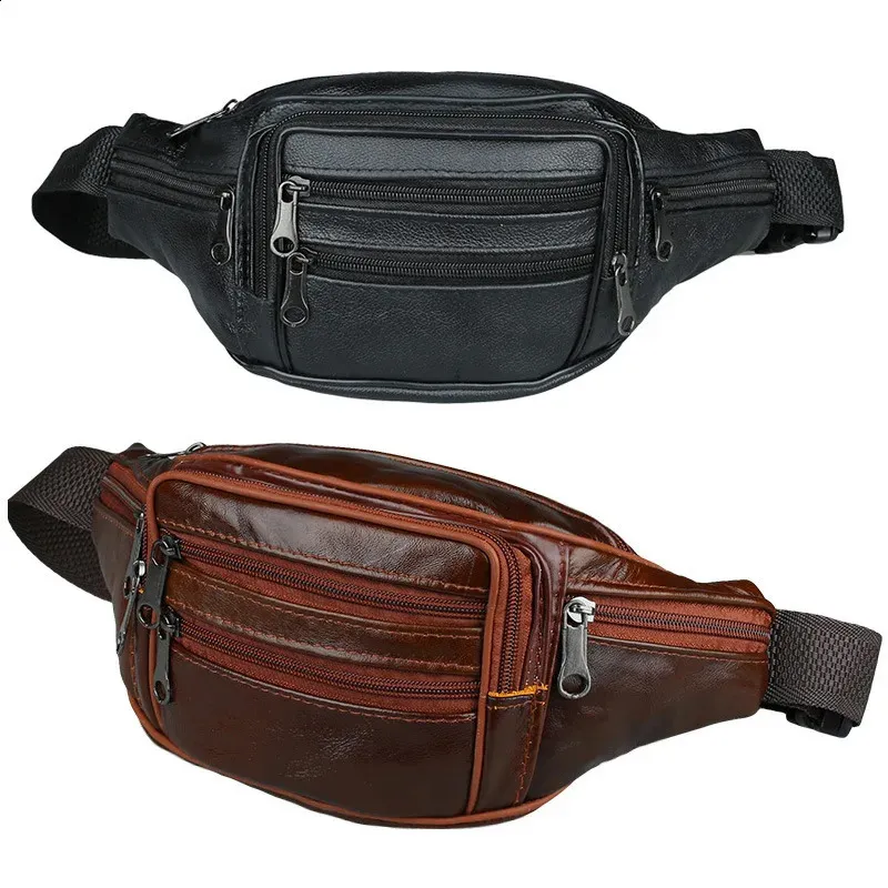 Genuine Leather Funny Belt Men Chain Waist Bag For Phone Pouch