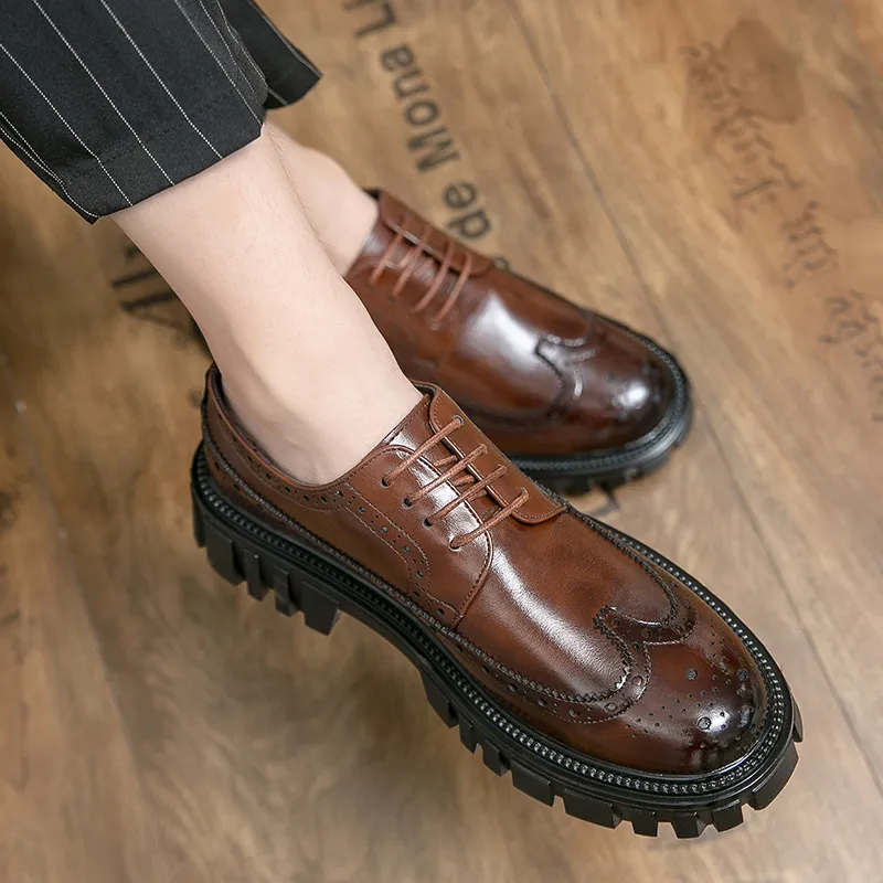 mens extra wide brown dress shoes Mens Wide Fit DB Benny Shoes, Brown Leather / 6 / 2V (2E main image 1