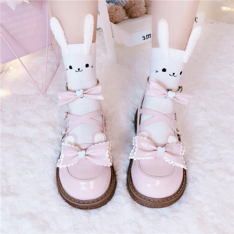 Japanese Student Sweet Lolita Shoes Vintage Round Head Comfortable Women Shoes Cute Bowknot Cross Strap Kawaii Shoes Loli Cos From Phgate 37.42 DHgate.Com
