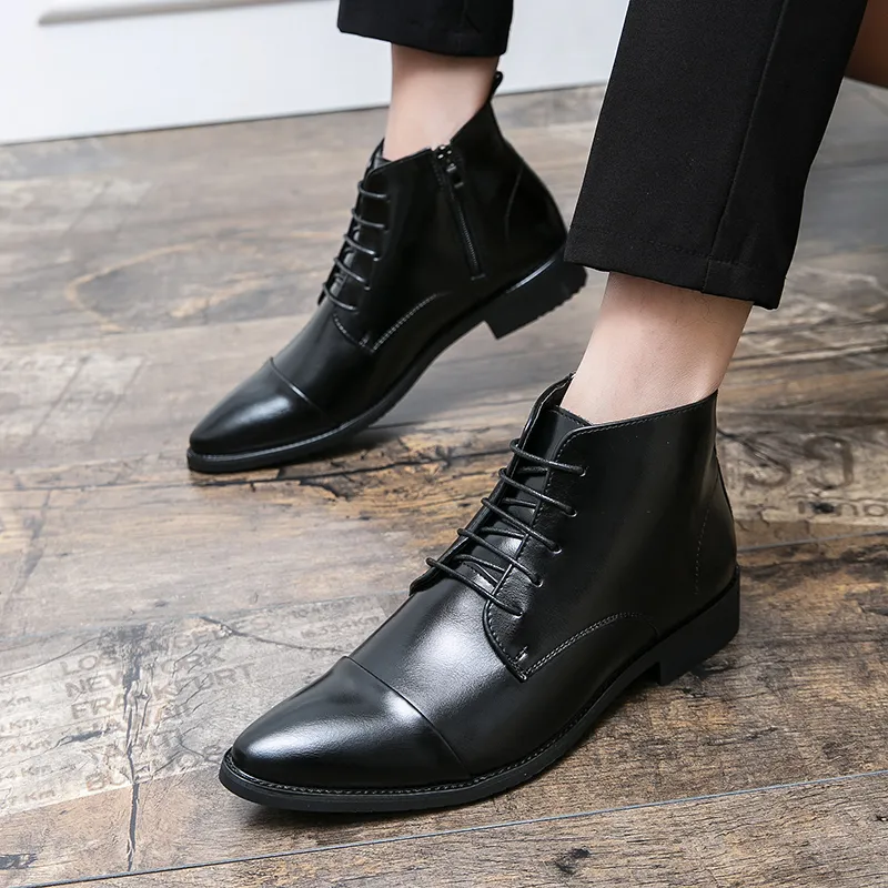 Dress Shoes Mens Pointed Toe Ankle Boots Mens Pointed Toe Ankle