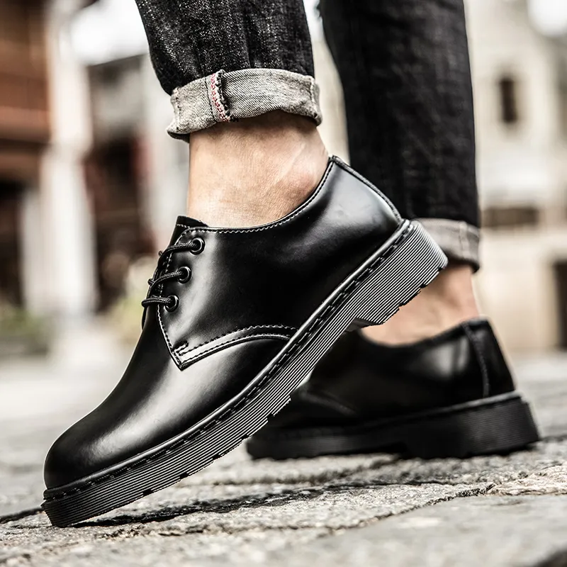 Black leather work shoes mens sales