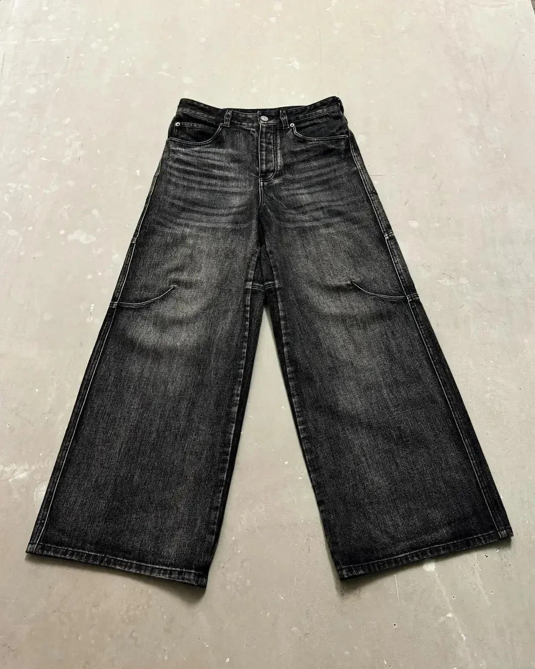 Y2K Graphic High Waist Pants: Retro Street Style Jeans for