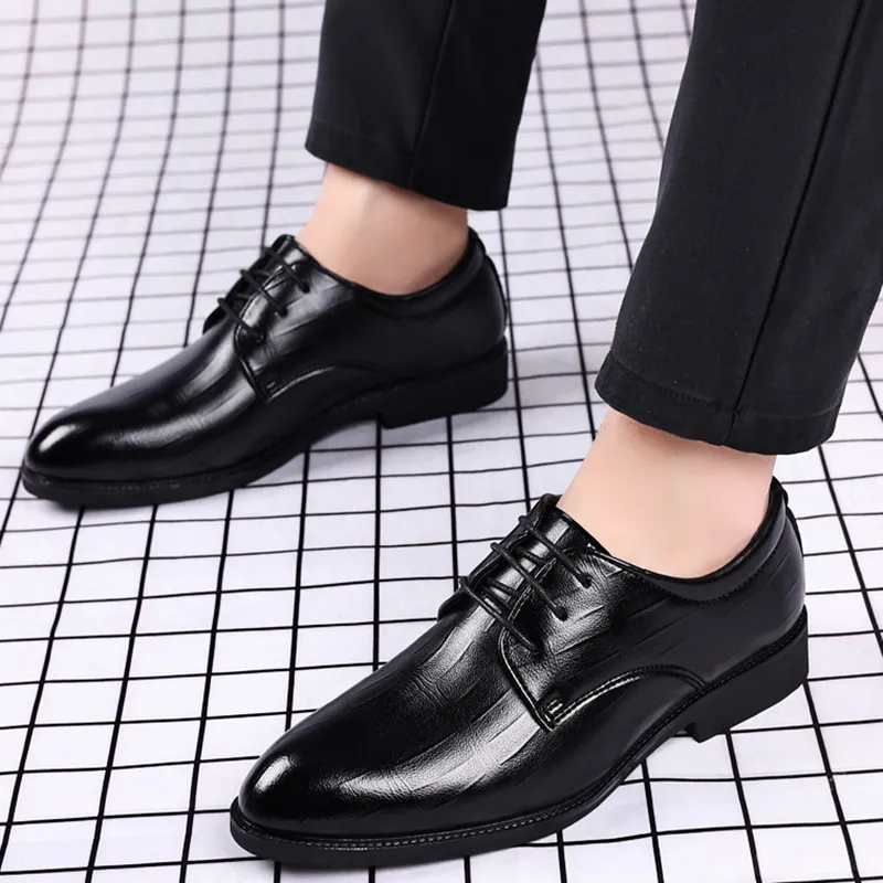 Men\'s Black Oxfords Casual Dress Leather Lace Up for Men Business Oxford Shoes Amazon.com | Men main image 4