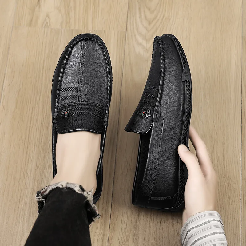 Neu Weiß Leder Casual Marke Schwarz Formale Kleid Designer Männer Loafer Atmungs Slip auf Fahren Schuhe_voghion.com