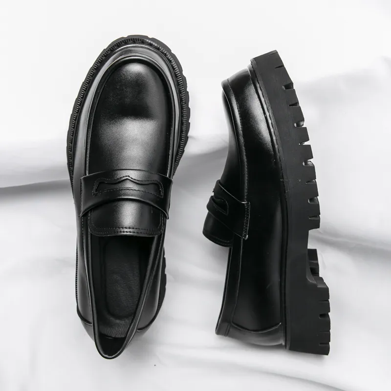 Patent Leather Loafers with Thick Soles for Men and Women Slip-On