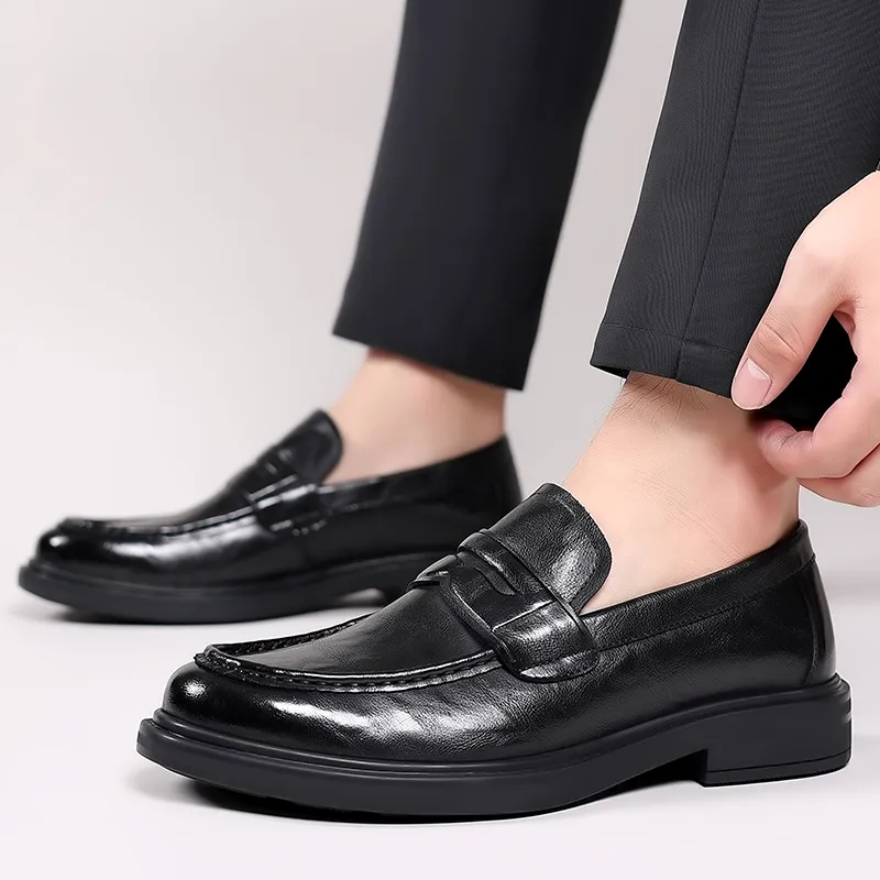 Lofer Shoes Leather Loafers Shoes Men's Designer Dress Shoes