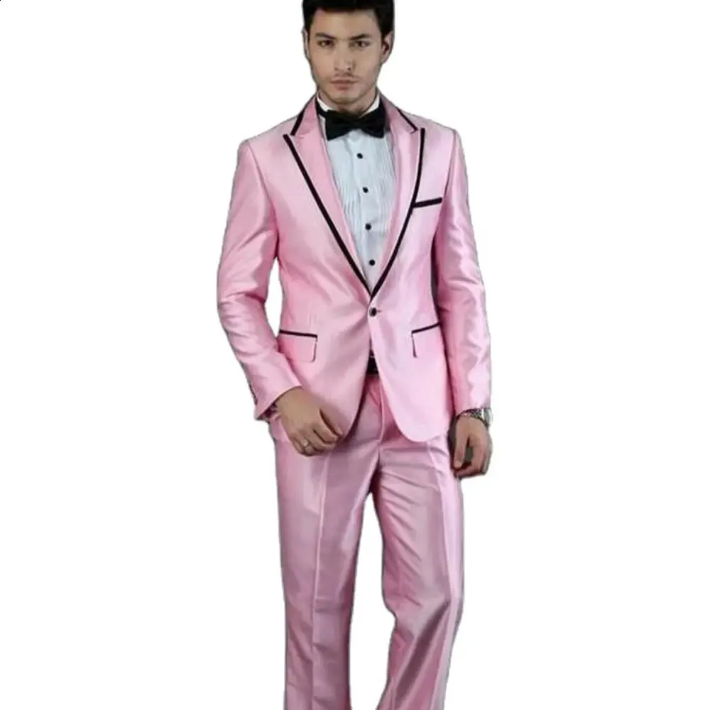 Shiny Satin Mens 2-Piece Suit Set: Ed Lapel Blazer, Trousers
