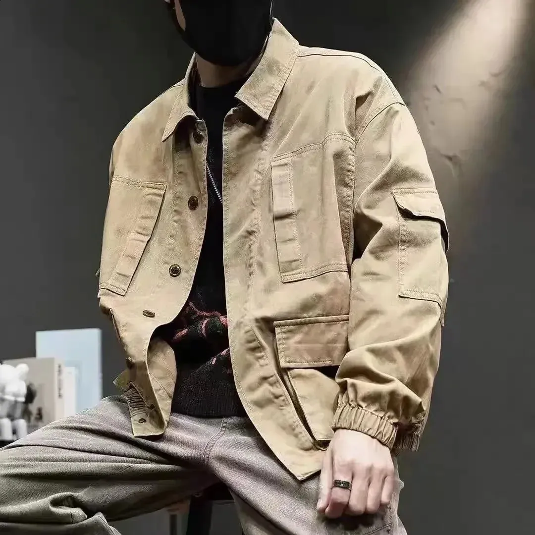 Fleece Denim Jacket Mens Style: Khaki Jean Coat For Men Wide