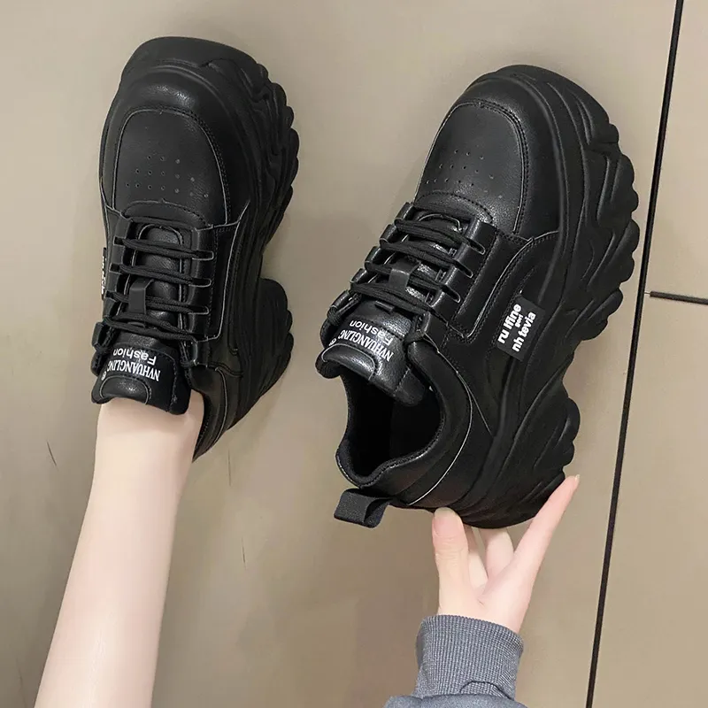 Chunky black sneakers sale