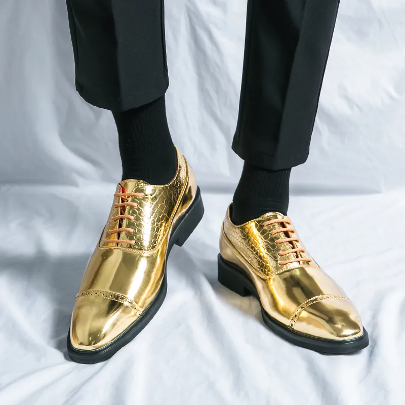 gold dress shoes for homecoming Pointed Toe Black Brogue Oxford Men with Patent Leather Upper and Rubber Outsole from Dhgate Dress Shoes gold hoco dress