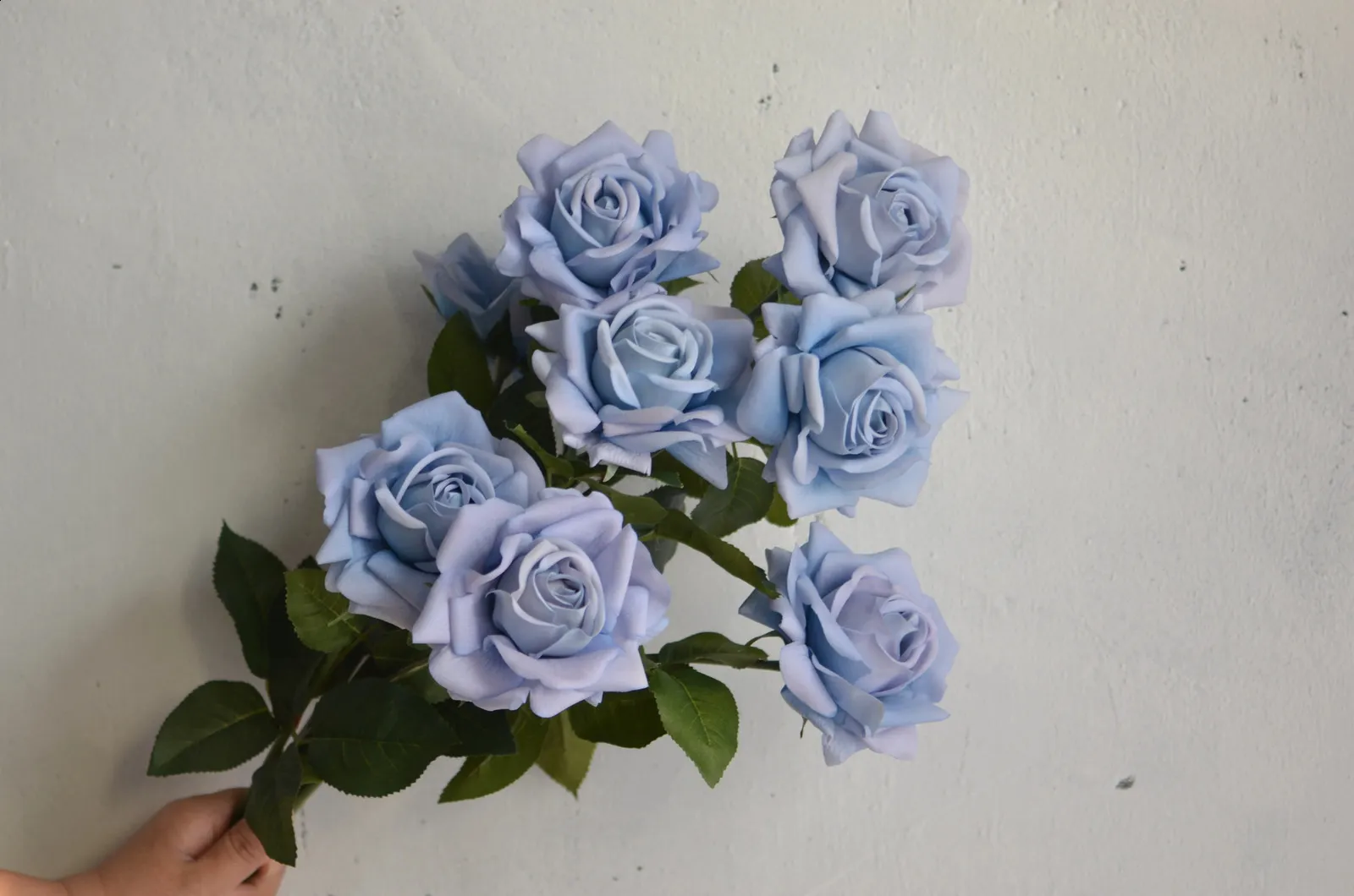 High Quality Real Touch Pale Dusty Blue Faux Roses Perfect For DIY Blue ...