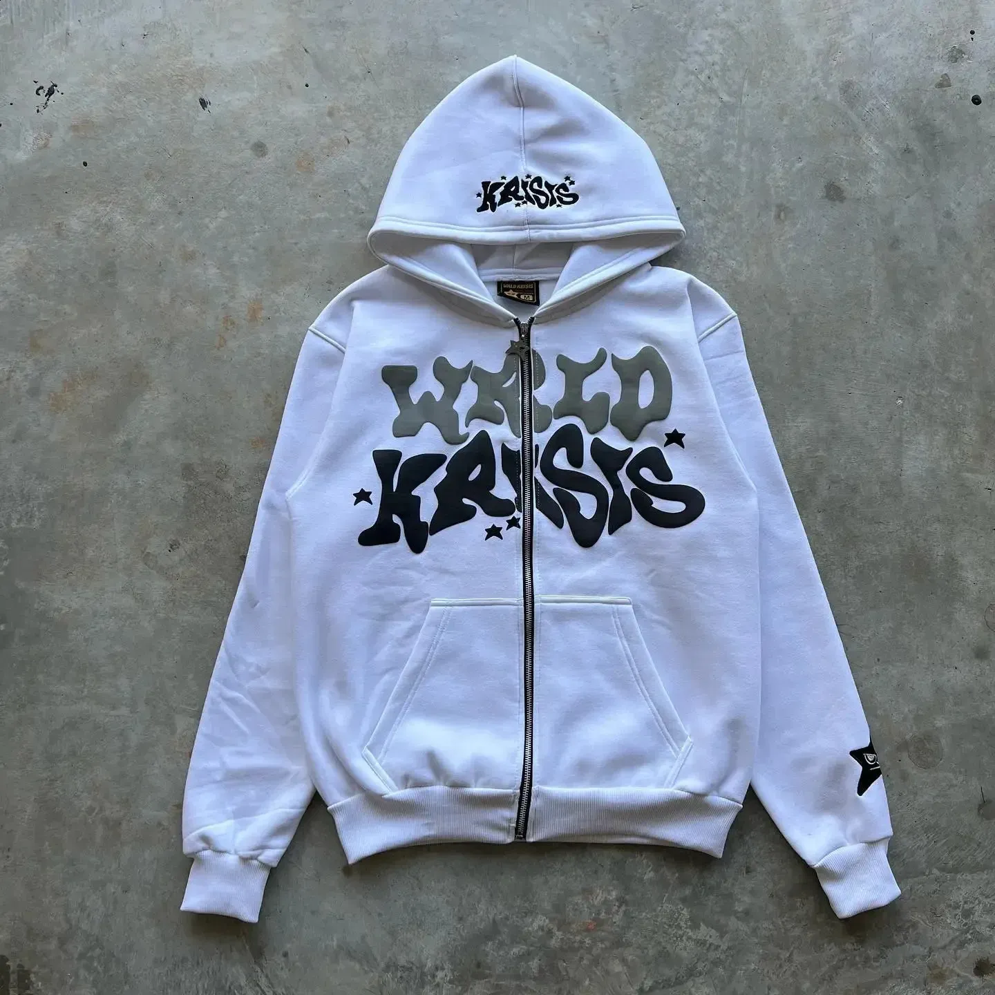 Y2K Harajuku Gothic Zip zip up hoodie with Hip Hop Letter