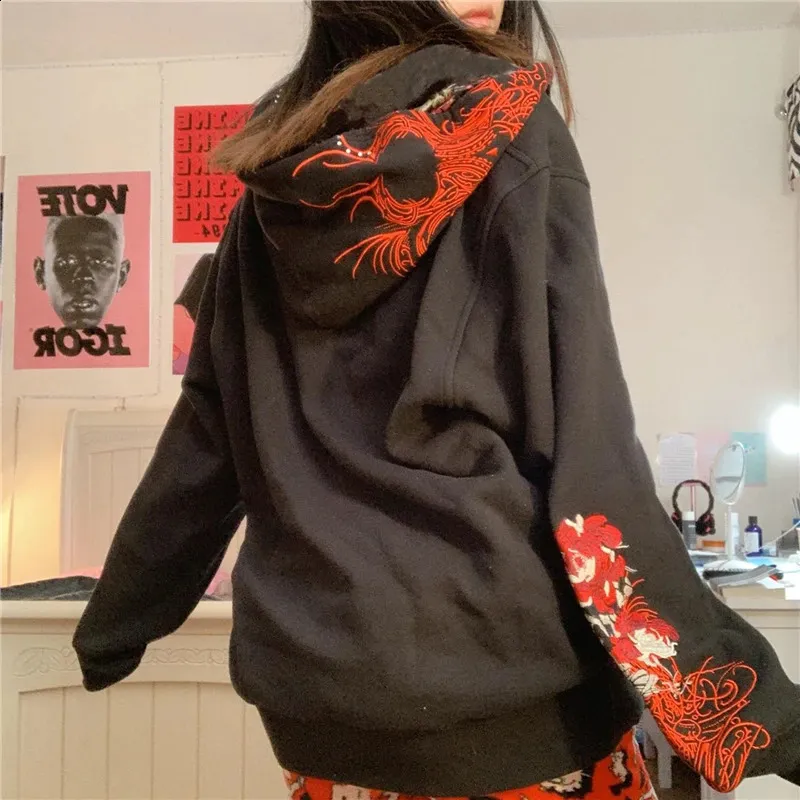 Y2K Gothic Cybercore Jacket: Graphic Print Emo Grunge Long