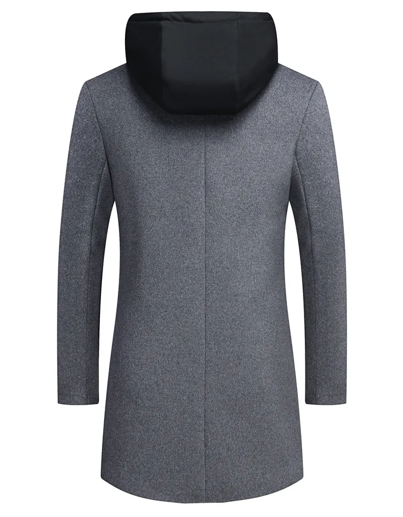 Wool Tweed Windbreaker Trench Coat | Hooded Long Trench Coat