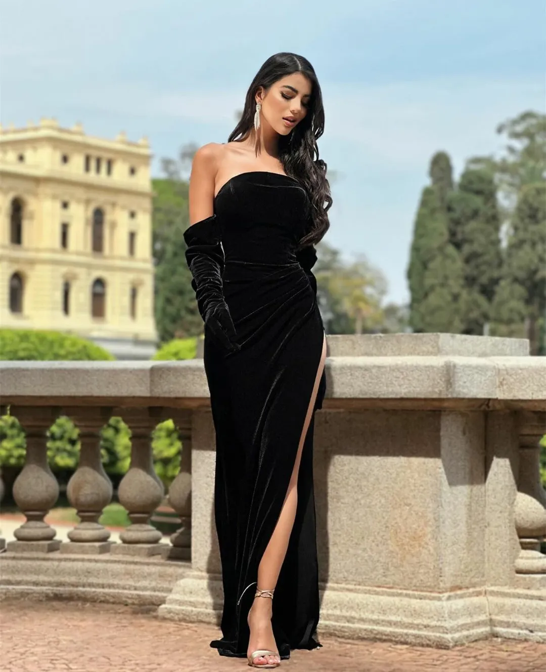 Long Black Velvet Strapless Mermaid Prom Dress with Pleated Zipper Back  Floor-Length Evening Gown from Dhgate Prom Dresses - price 84.57