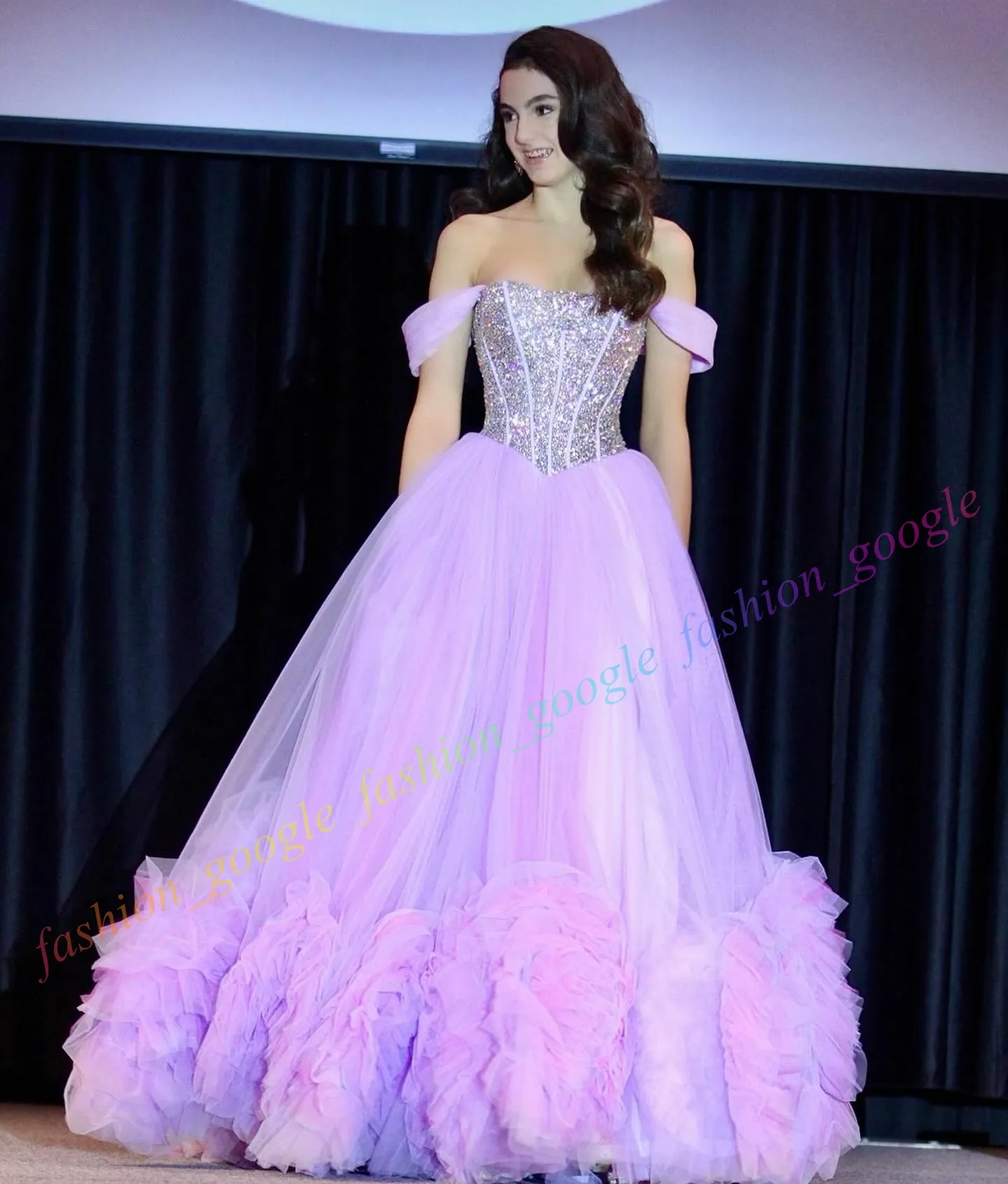 steampunk dress corset Backless Sequin Lilac Purple Long Prom Dress L430 Lilac / 00 main image 0