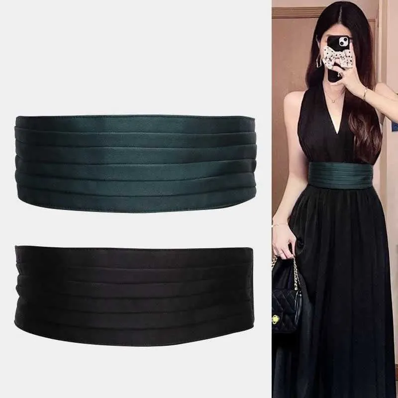 knee length dresses for ladies PU Leather Elastic Corset Belts / Black Wide Belts for Dresses / Vintage Ladies Accessories main image 0