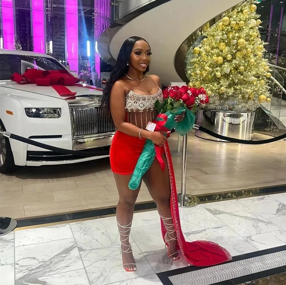 DHgate.com:Sexy Velvet Strapless Short Prom Dresses for