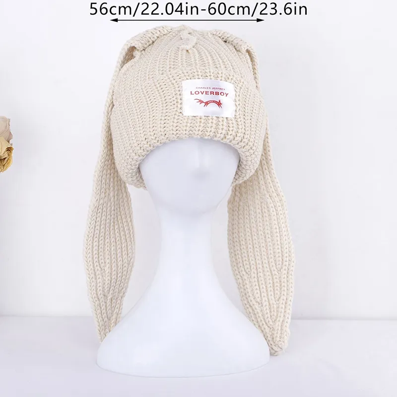 Knitted Bunny Winter Hat - Unisex Earflap Beanie, Super Soft