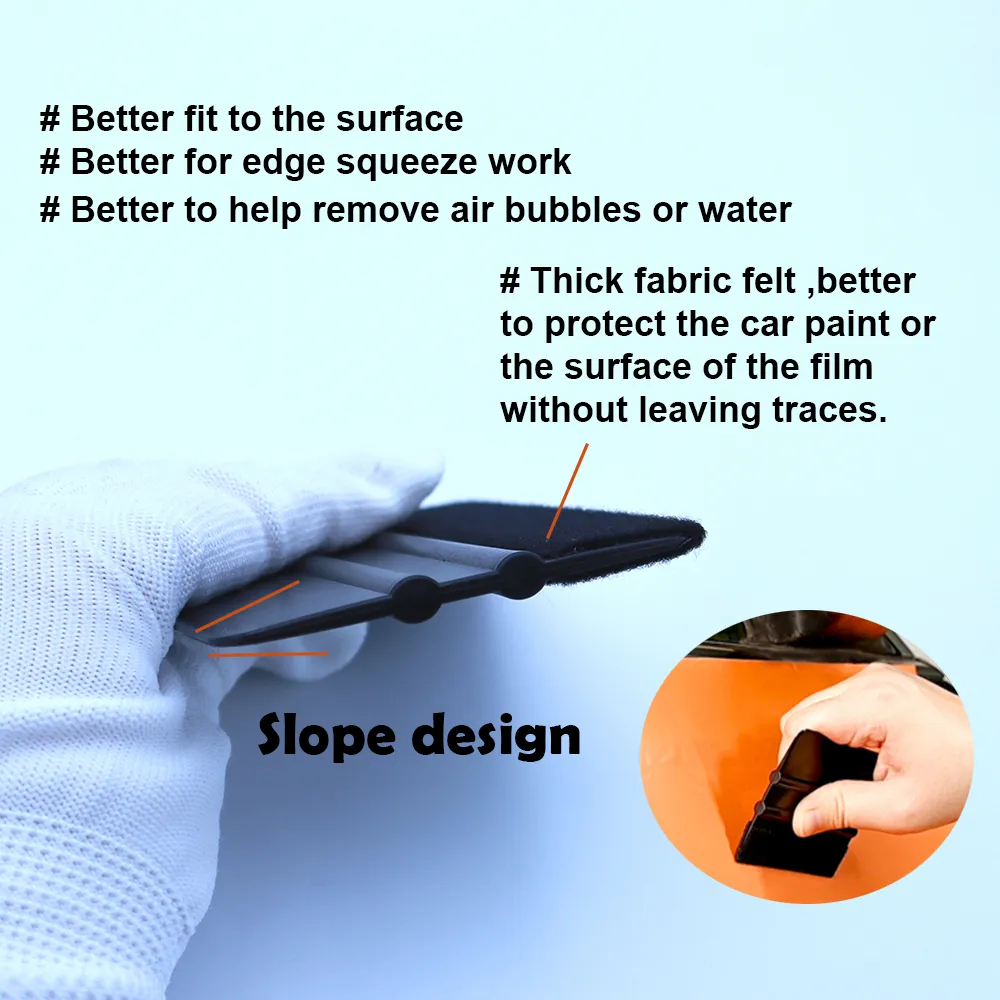 Zorfeter 5-Pack 4-Inch Felt Edge Squeegees – Window Tint & Decal Application Tools With Black Felt