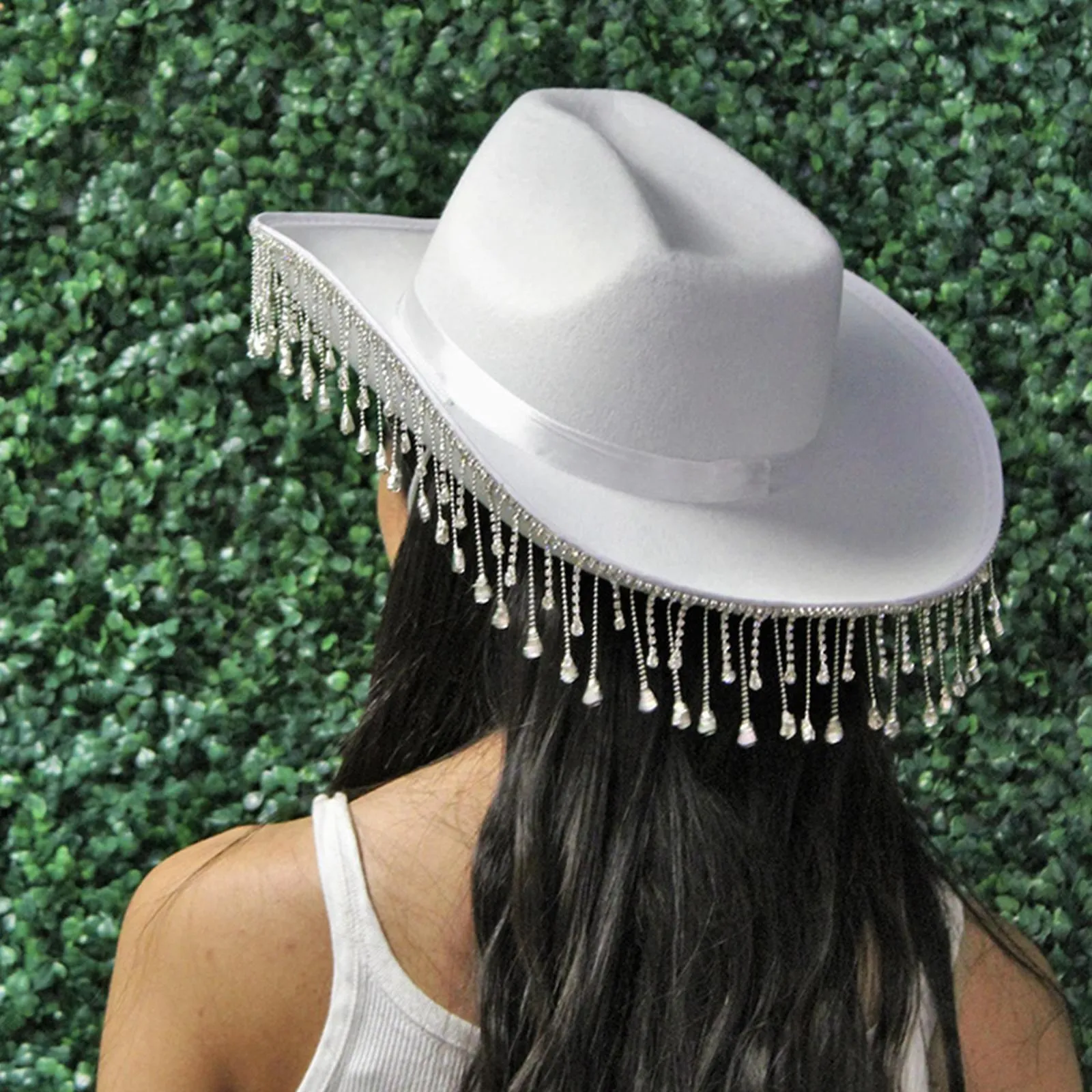 Pink Cowboy Hats Rhinestone Tassel Cowgirl Hat, Feather Star  display picture 1