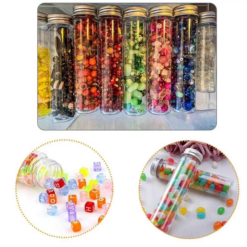 HEIHAK 50 Pack 110ml Plastic Test Tubes With Screw Caps, Clear Plastic
