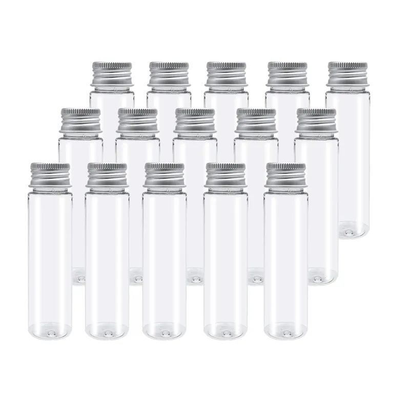 HEIHAK 50 Pack 110ml Plastic Test Tubes With Screw Caps, Clear Plastic