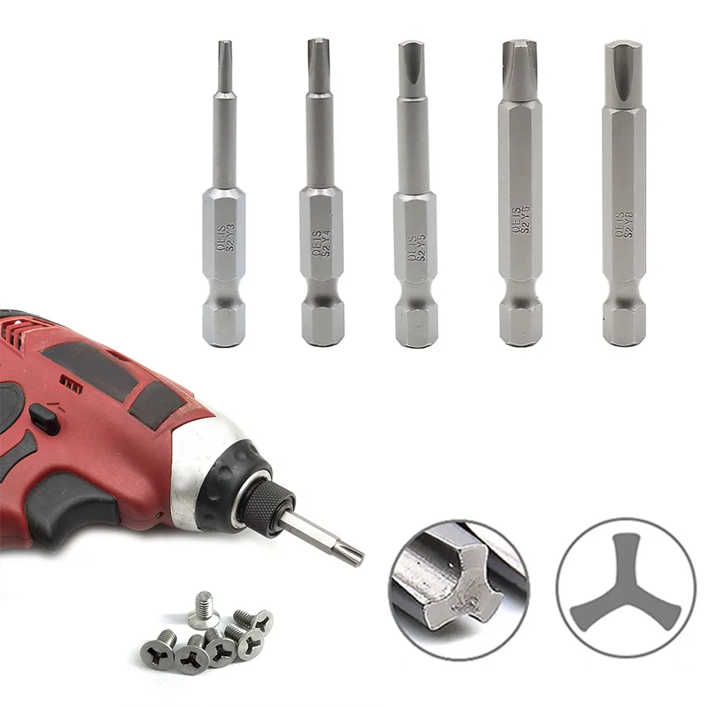 50mm Magnetic 1/4'' Hex Shank Tri-wing Y Tip Screwdriver Bit Set Alloy ...