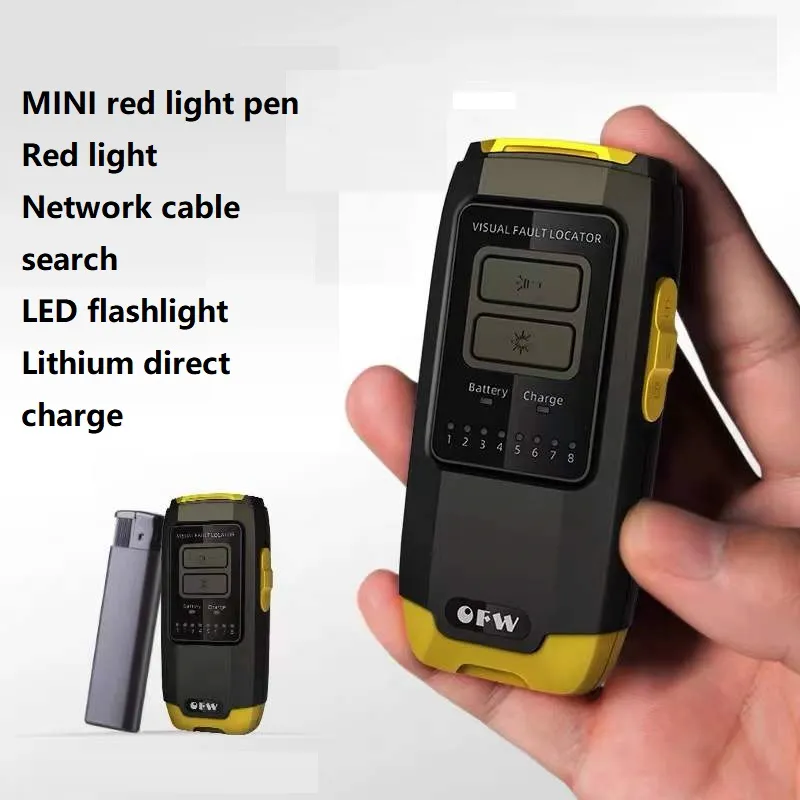 Handheld 15mW Fiber Optic Tester – Portable Pen-Type Red Light Visual Fault Locator, Rechargeable With LED Light, 2.5mm Interface