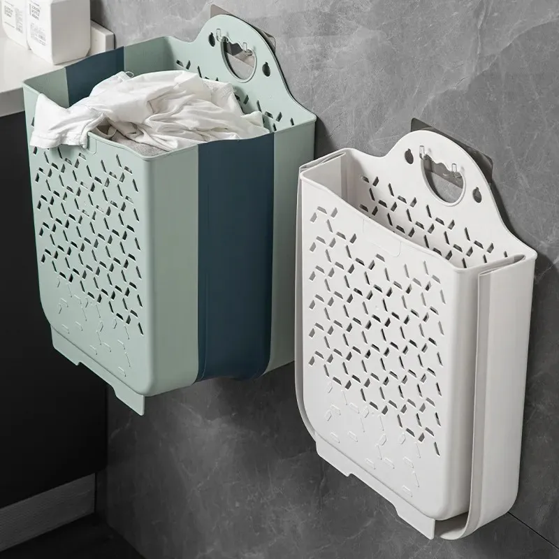 2024 Dirty Clothes Storage Basket Household Laundry Bag Wall mounted Storage Bag Folding Bathroom Laundry Basket1. Laundry organization for small