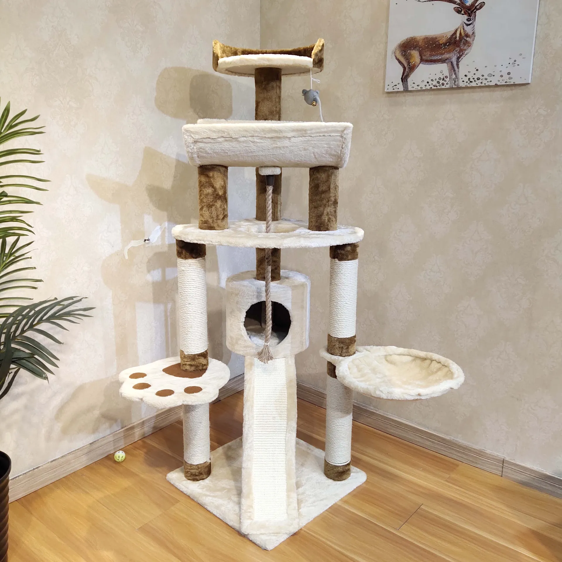Large Space Cat Tree With Sisal The Rope And Scratching House Posts 145cm 13KG Wood Arbre A Chat Tower From Homepro18 336.84 DHgate.Com