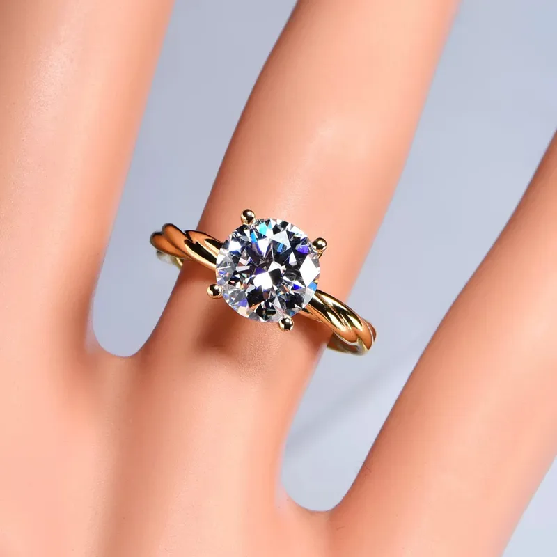 Cubic Zirconia Wedding Bands: Delicate Rose Gold Color Twist Ring