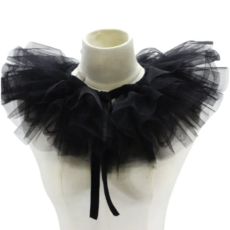 Women's Victorian Ruffled Mesh Collar: Retro Tulle Detachable Neck Ruff ...