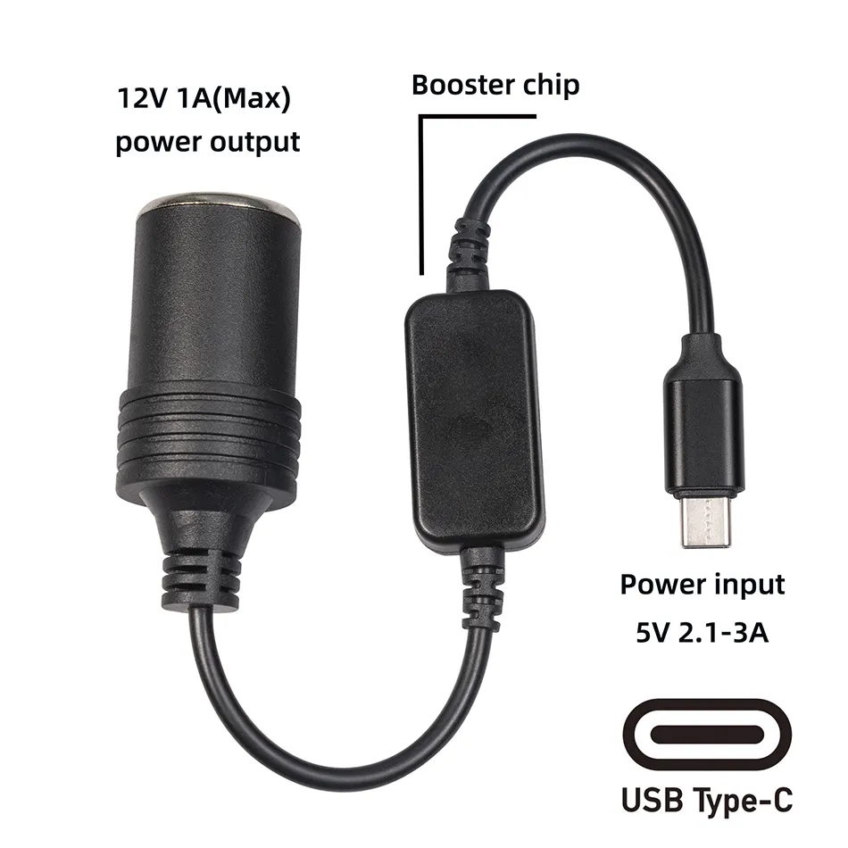 12V Car Cigarette Lighter Socket Adapter USB C Male to Female Converter 12 Watts Fast Charging for Dash Cams GPS and More