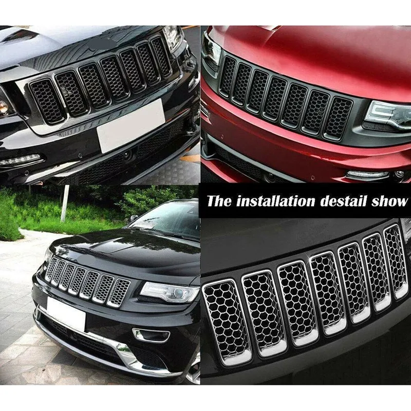 Custom Painted 7pcs Front Grille Trim Inserts Grill Cover For