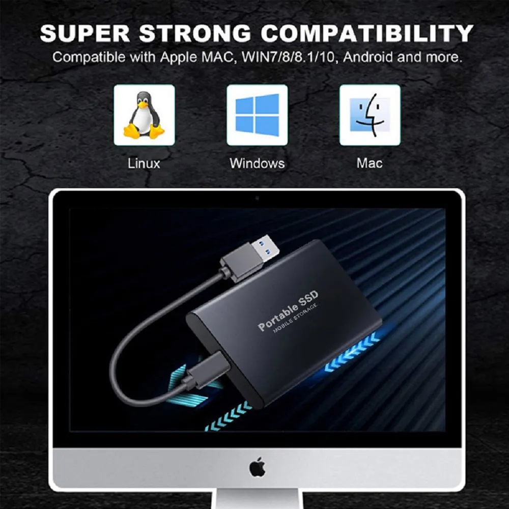 external hard drive 1TB Portable SSD 2TB High Speed Solid State Drive M.2 external ssd 500gb EXTERNAL HARD DISK for Laptop/Phone