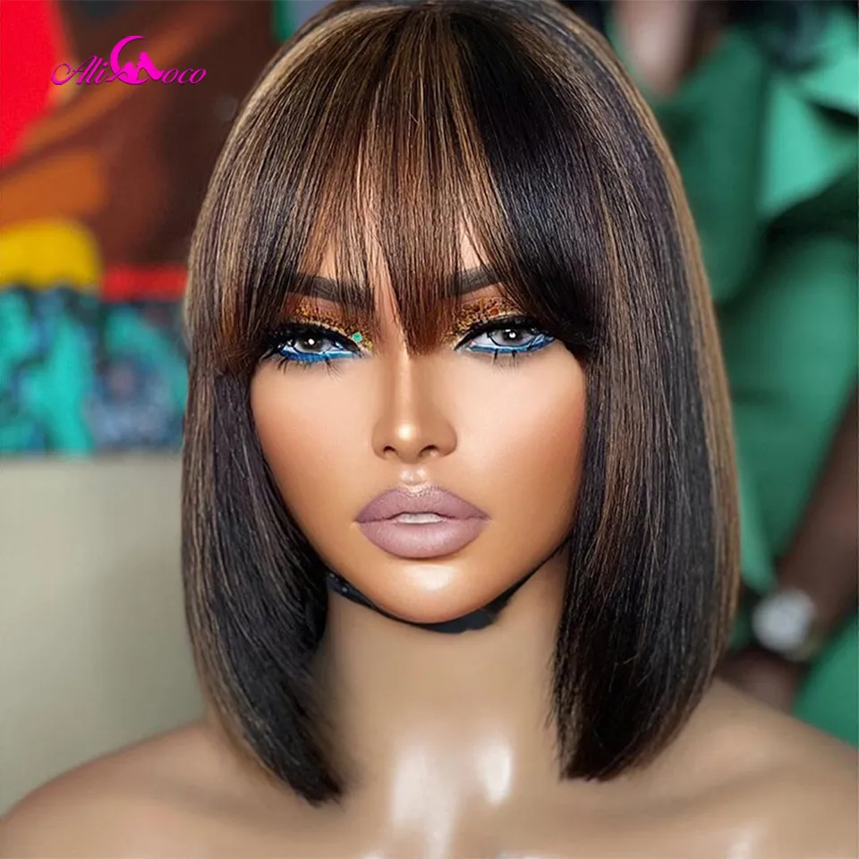 Brand 180 Density Full Machine Made Human Hair Bob Wigs  display picture 3