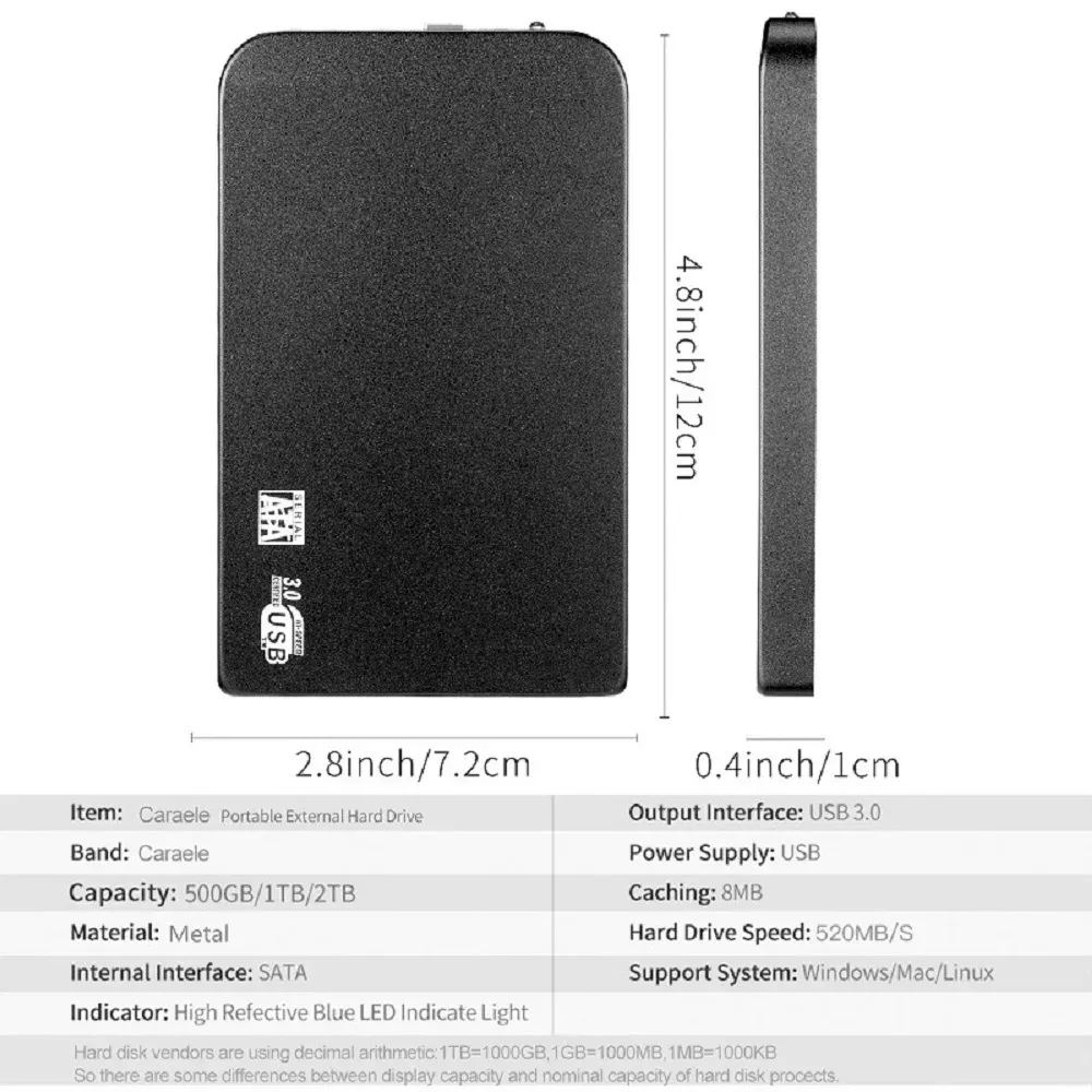 External Hard Drive 2TB Portable SSD 1TB Solid State Drive High-Speed Hard Disk External Storage Device for Pc/Mac/Laptop/Phone
