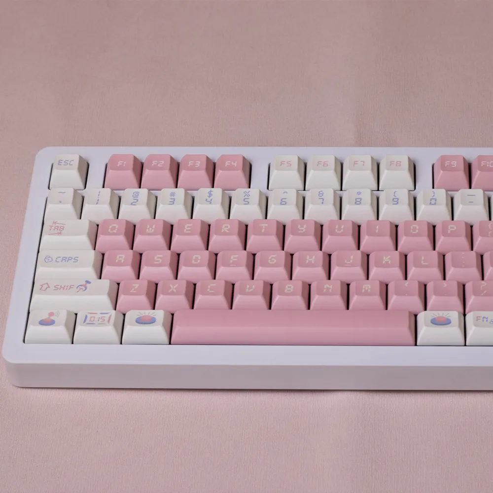 PBT Dye-Subbed ISO Enter 142-Key Cute Pink Keycaps for