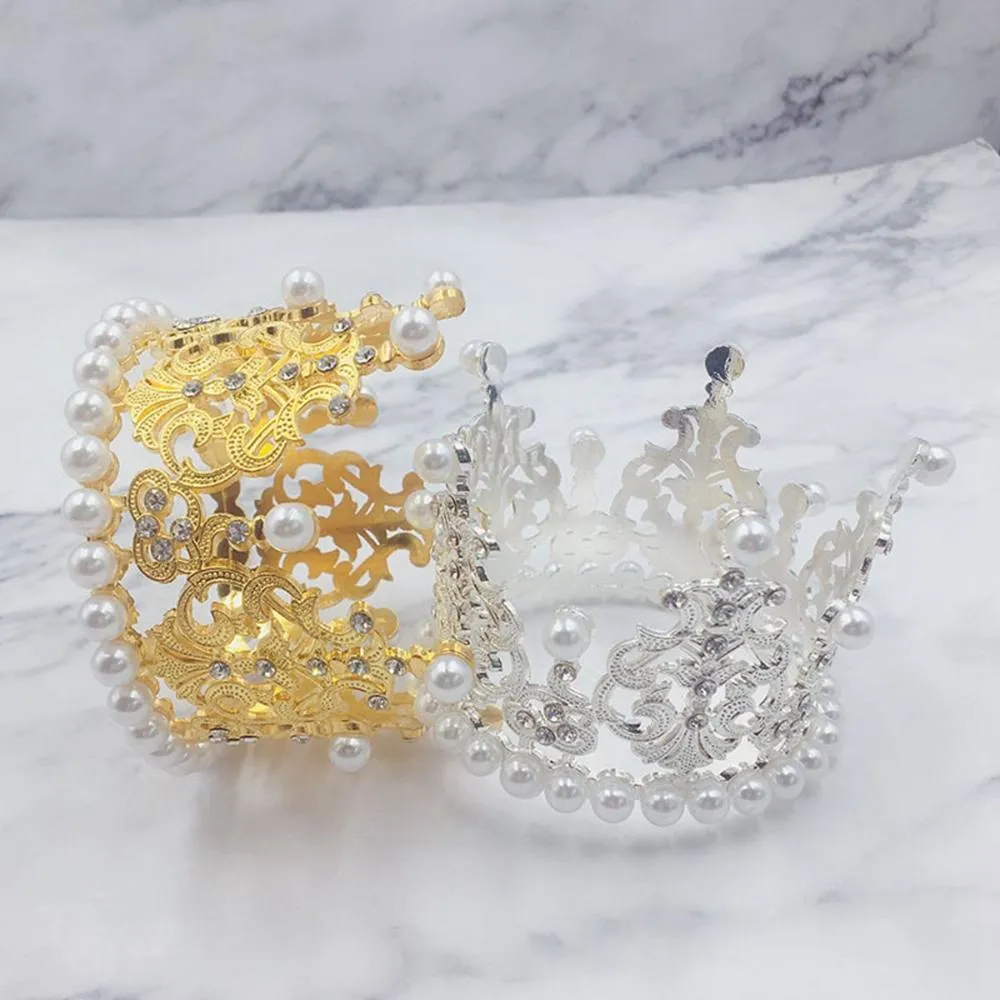 Crown Tiara Cake Topper - Gold & Silver Alloy Princess Headpiece For Birthday, Wedding, Baby Shower - View #5