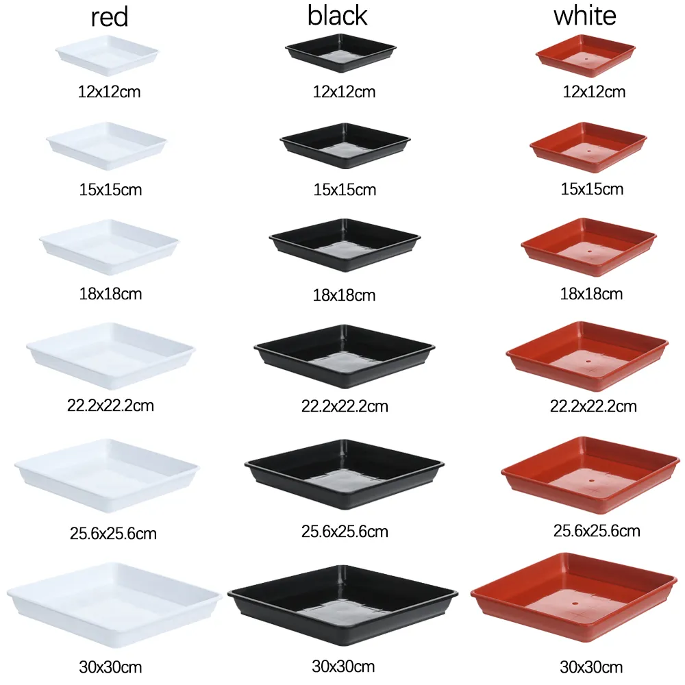 TAQIXI 6 Pack Square Clear Plant Saucer 6 8 10 12 14 16 Inch, Durable Thick Plant Pot Dish For Flower Pot, Plastic Plant Tray To Catch