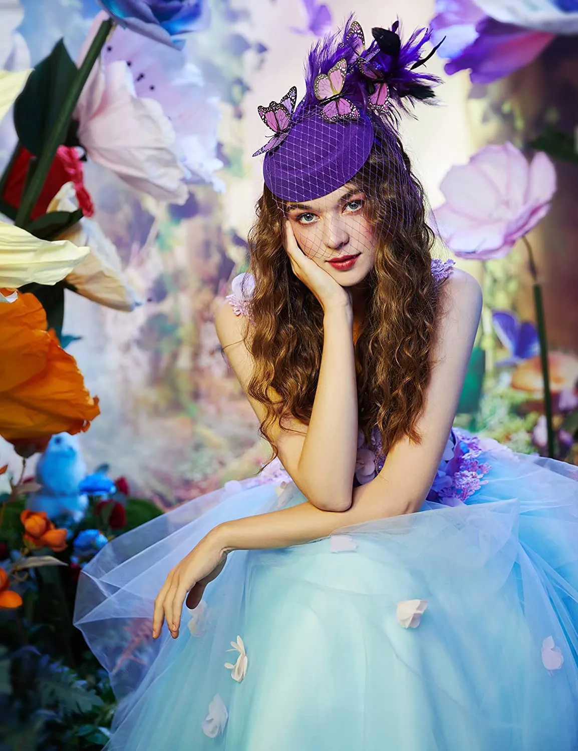 Bride Fascinator Hat Butterfly Feather Pillbox... From  display picture 3