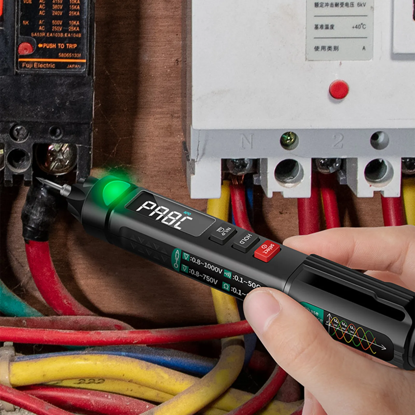 Digital Multimeter Pen Type - 6000 Counts, Measures AC/DC Voltage, Resistance, Diode, Capacitance, With Backlight & Data Hold - View #4
