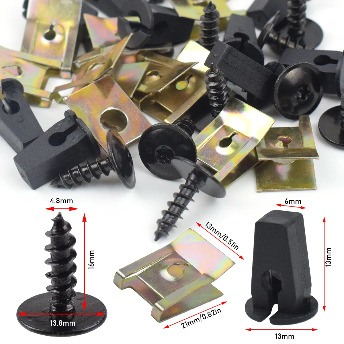 40x Car Engine Cover Clips Bottom Shield Guard Metal Screw Bolt