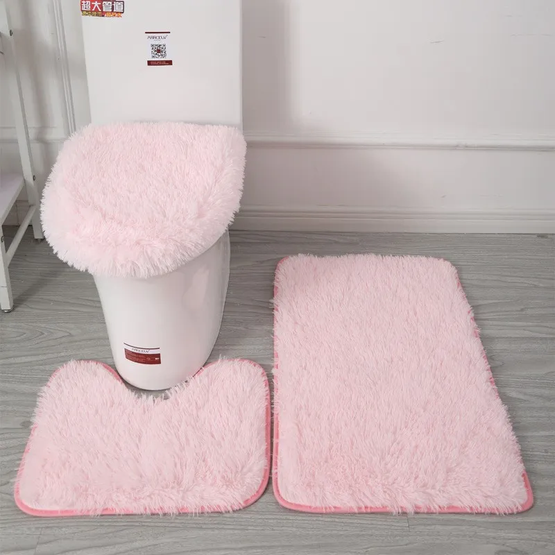 3-Piece Bathroom Bath Mat Contour Rug Set with Toilet Lid Cover #6 3-Piece Bathroom Bath Mat Contour Rug Set with Toilet Lid Cover #6