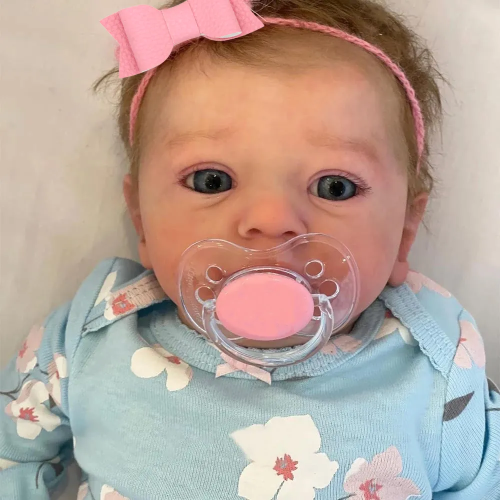 46CM Finished Reborn Baby Doll Felicia Newborn Open Blue Eyes