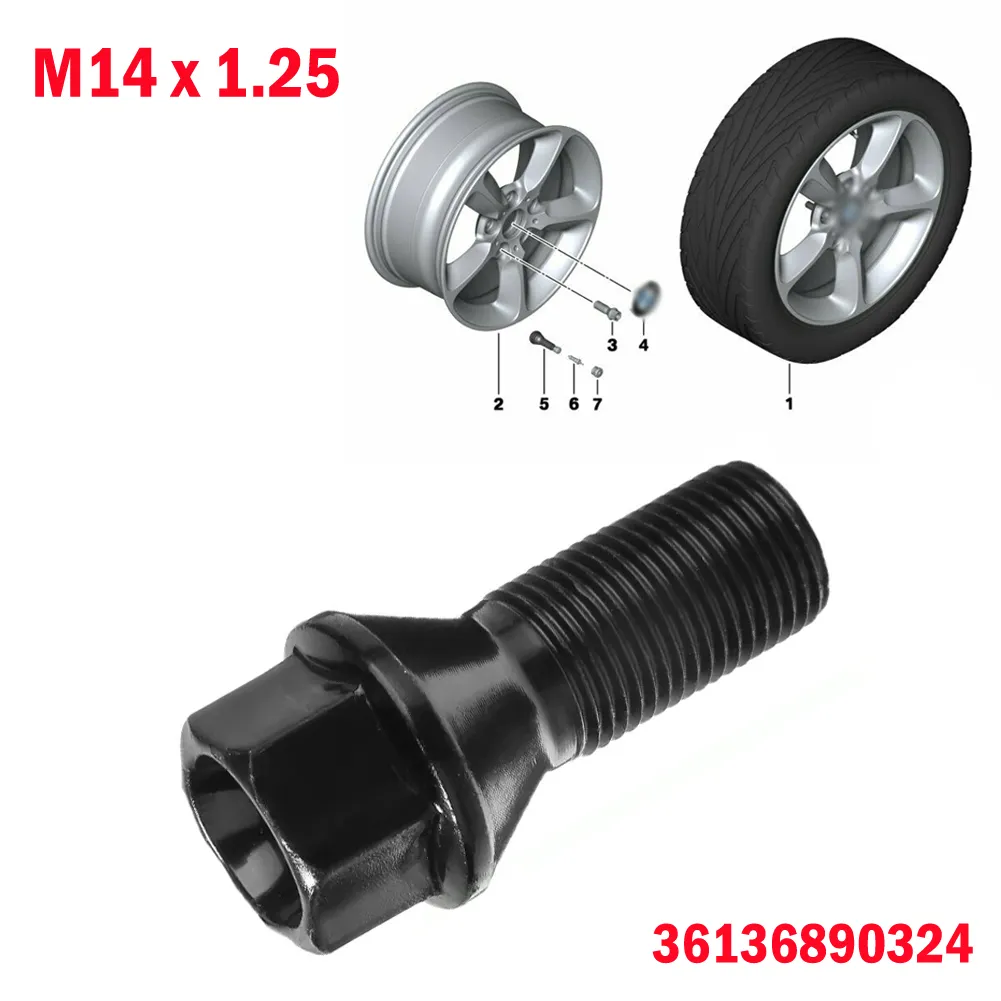 M14 X 1.25 Threaded Wheel Bolt Durable Steel, Black Finish